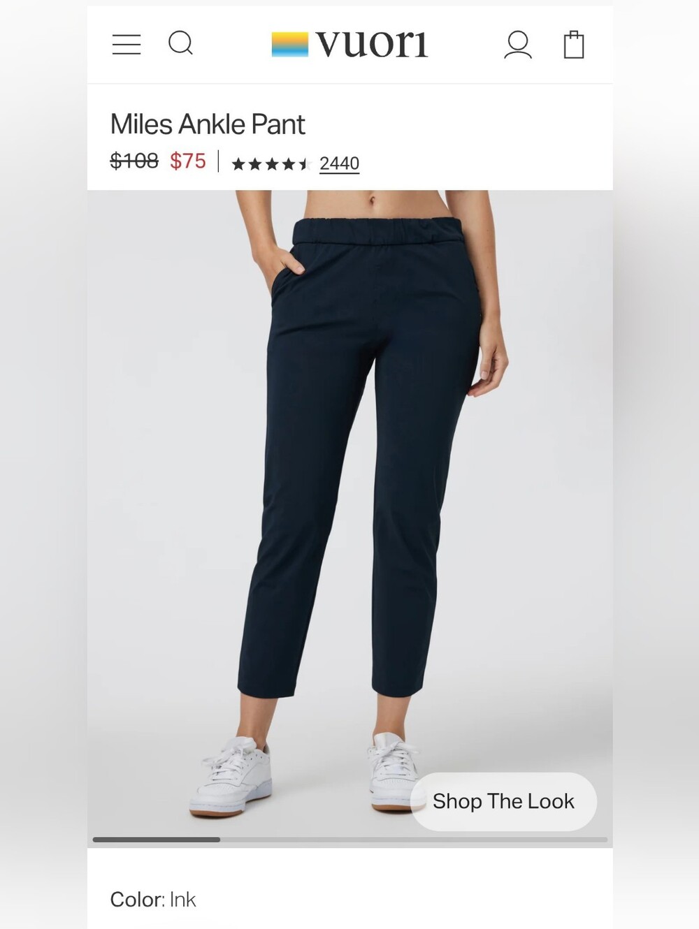 Vuori Miles Ankle Pant in Ink - Women
